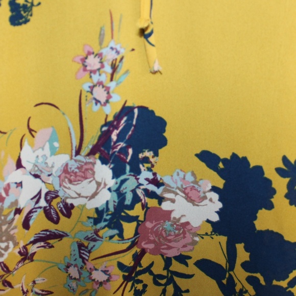 Papaya mustard open shoulder floral blouse - Picture 4 of 7